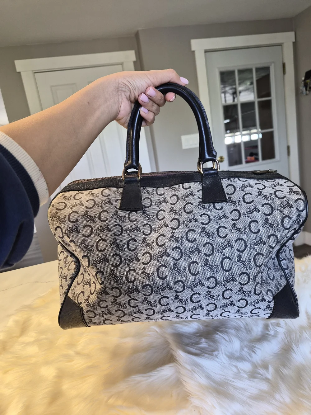 Celine Cream & Black Monogram Travel Duffle - Picture 14 of 14